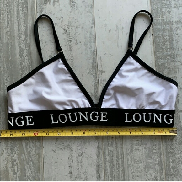 Lounge Bikini top bra not padded stretchy band B&W - Picture 3 of 8